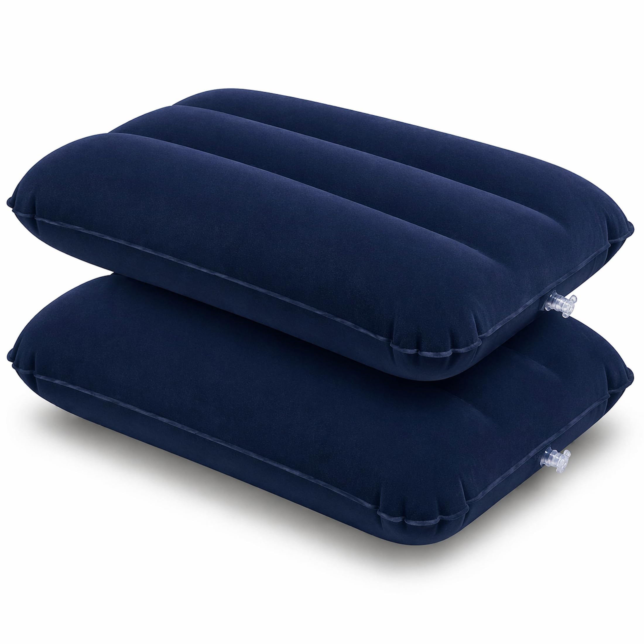 LUPO Inflatable Camping Pillows 2 Pack - Blow Up Travel Pillow & Sunbed Pillow - Waterproof Flocked Air Cushion for Camping, Beach & Sun Lounger - Compact 45x25cm