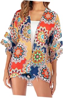 Gadpiparty 1Pc Top Chiffon Blusas De Seda Feminina Quimonos De Seda Para Mulheres Camisas De Verão Para Mulheres Quimono De Sol De Praia Capas De Seda Femininas Roupas De Praia Elegantes