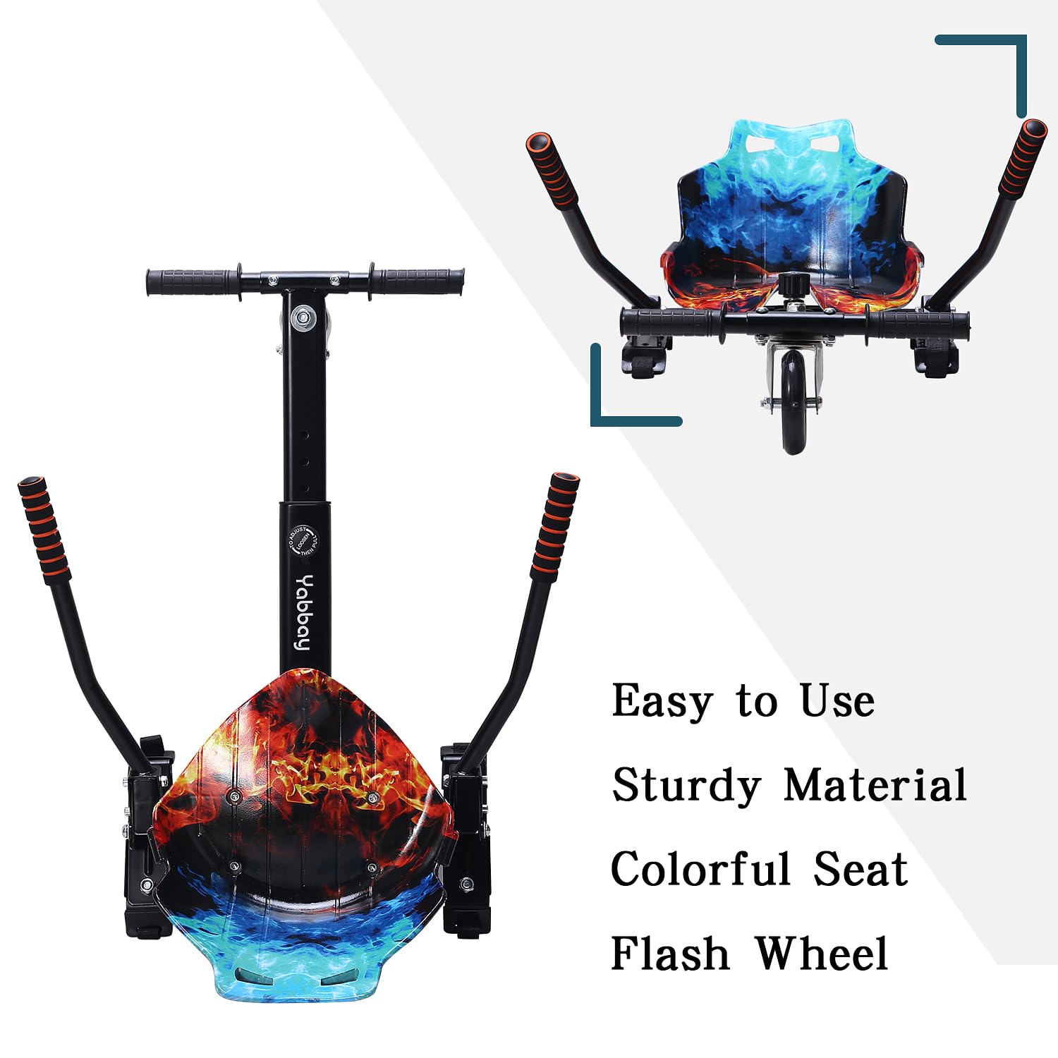 Ninebot Go Kart Yabbay Hoverboard Go Kart Attachment - Cool Seat, Swivel Wheel, Adjustable Length - Compatible With 6.5'', 8'', 8.5'', 10'' Hoverboards - Safe & Fun For Kids And Adults Hoverboard For Kids