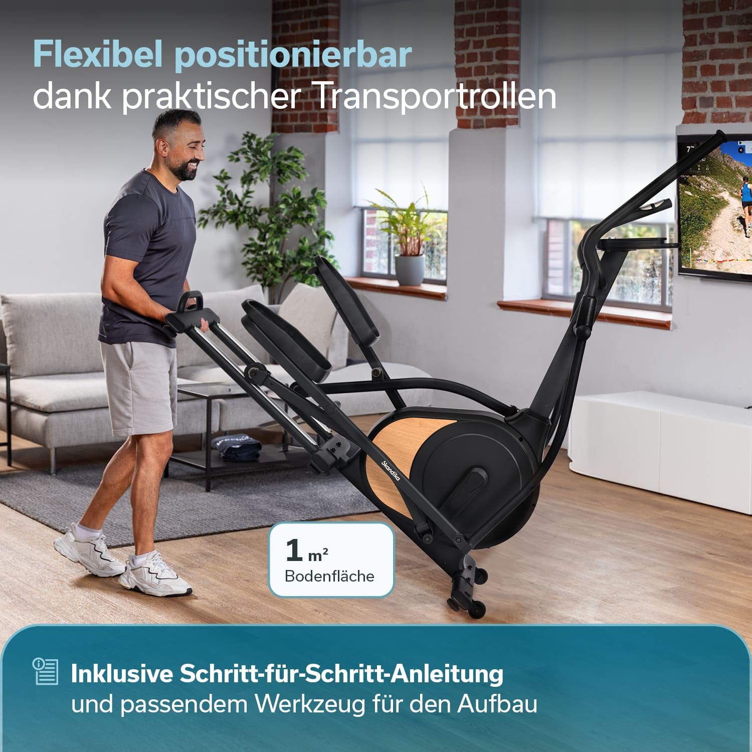 Skandika Vélo elliptique Carbon P18 | Vélo elliptique d'appartement, 32 Niveaux de résistance, 13 programmes, écran LCD, Compatible avec Kinomap, Max 135KG, vélo de Fitness