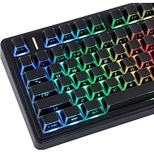 Hyekit Shine Through PBT Keycaps for Mechanical Keyboard, 136 Key | Side Printed, RGB Backlit, Cherry Profile, All-Side Light Effect, PBT Material, Black Color, Gaming Keyboard Compatible