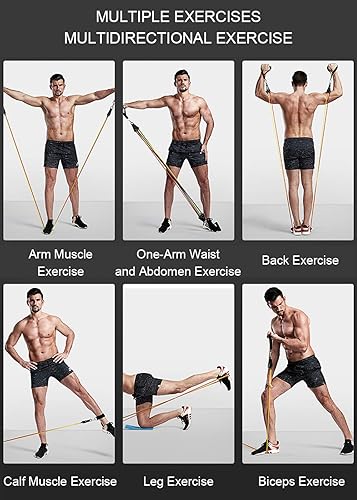 Miniatura 5 de OTAN Juego de 12 bandas de resistencia empaquetadas con anclaje de puerta, asas, bolsa de transporte impermeable, correas de tobillo para