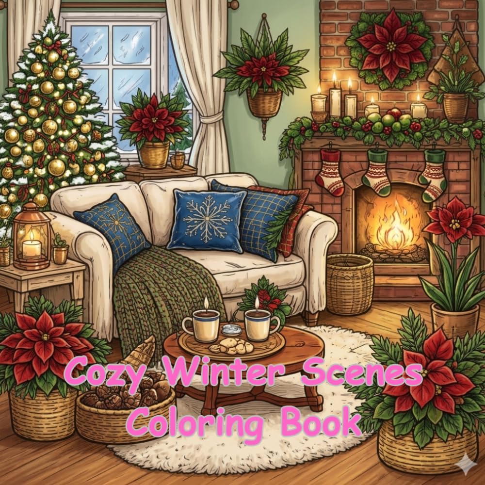 Cozy Winter Scenes Coloring Book: Warm Homes, Snowy Views, Fireside Moments & Peaceful Winter Life: A Charming Collection of Cozy Interiors, Snowy Outdoors, Winter Comforts & Seasonal Calm