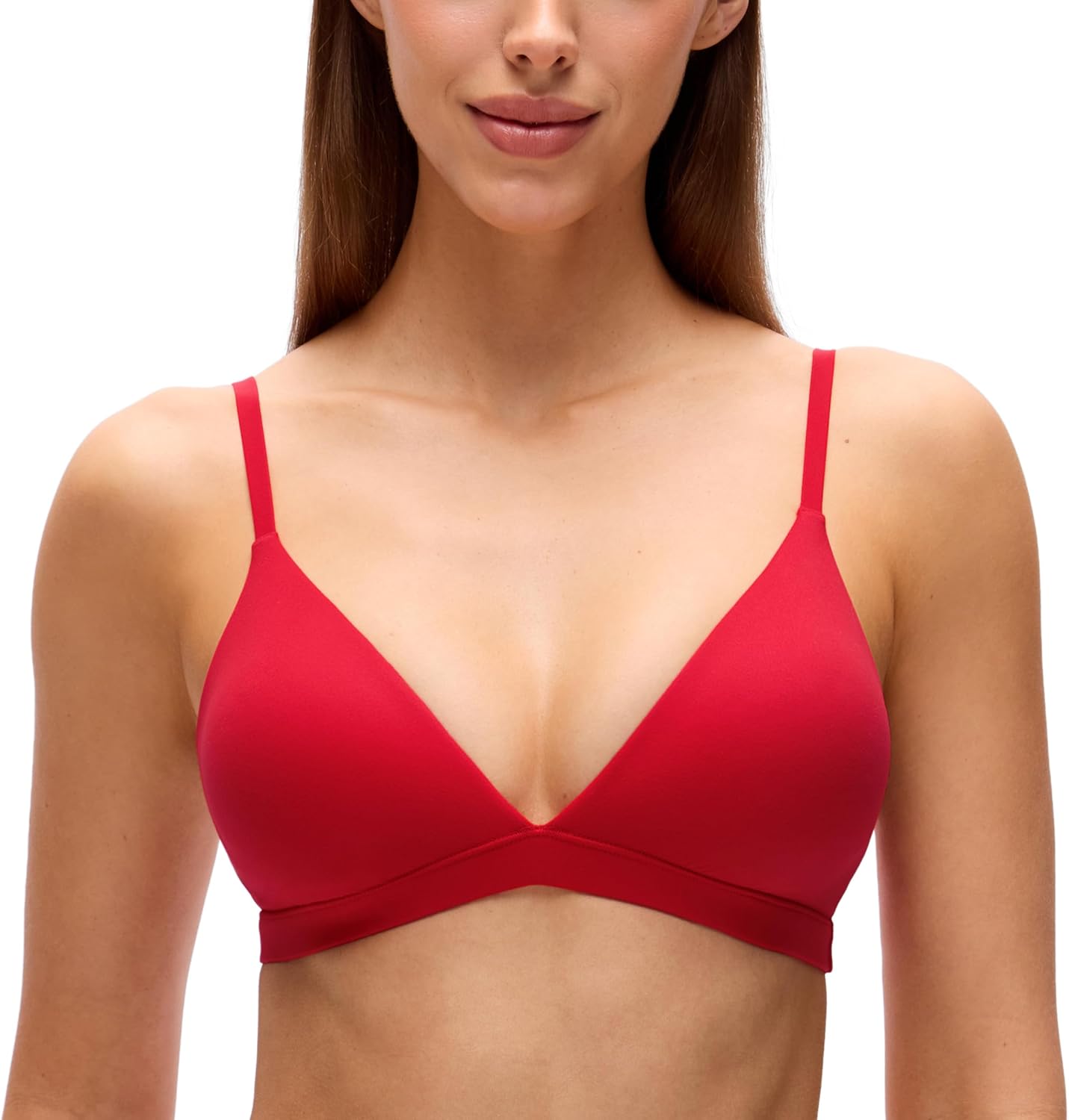 CRZ YOGA Softhold Double Lined Triangle Bralette - Womens Adjustable Straps Wireless Cami Plunge T-Shirt Everyday Bra Comfy