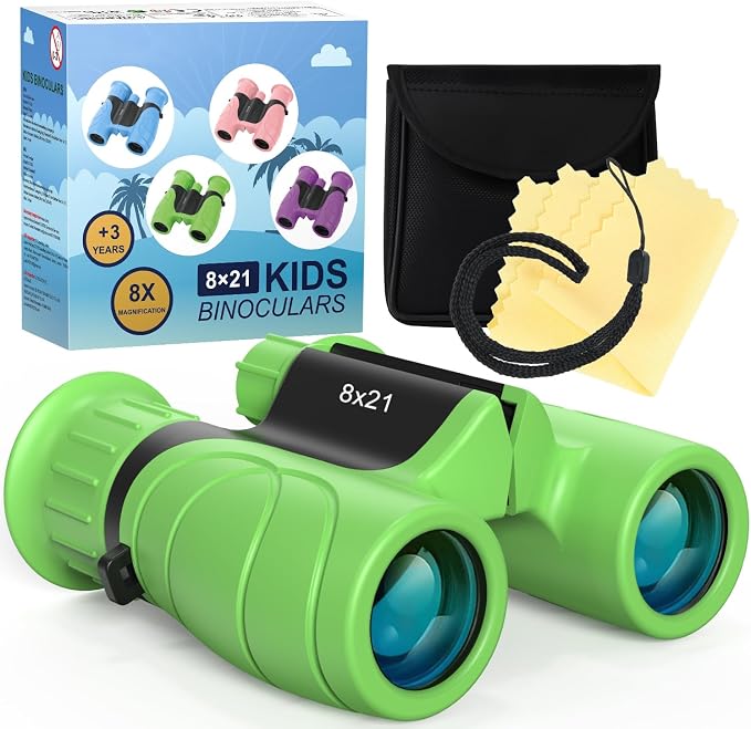 Prismáticos para niños, 8 x 21 gran aumento, bolsa de observación de aves…