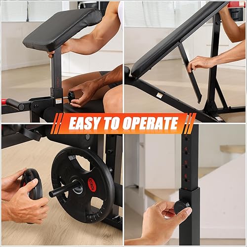 Miniatura 6 de Aceshin Banco de pesas olímpico, banco de pesas ajustable de 900 libras y estante para sentadillas, juego de prensa de banco con extensión de