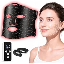 Red Light Therapy for Face, LED Face Mask with 4 Modes 630nm Red, 850nm NIR, Blue, Amber 3000mAh Rechargeable Controller, 276 LED Beads Skincare Mask for Home, Travel, Sleep