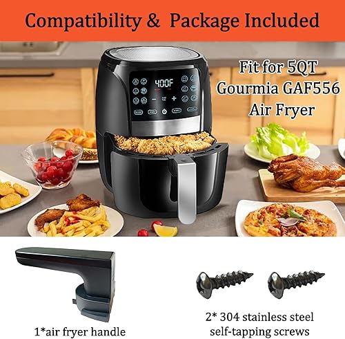 Miniatura 7 de CyHiThai Mango de piezas de repuesto para freidora de aire Gourmia GAF556GAF536 5QT, mango de diseño ergonómico para freidora de aire Gourmia, apto