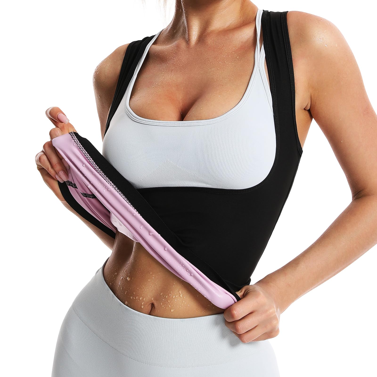 JBT Saunaanzug, Schweißweste für Damen, Gewichtsverlust, Taillentrainer, Schweißweste für Damen, Fitness, Bodyshaper, Weiß