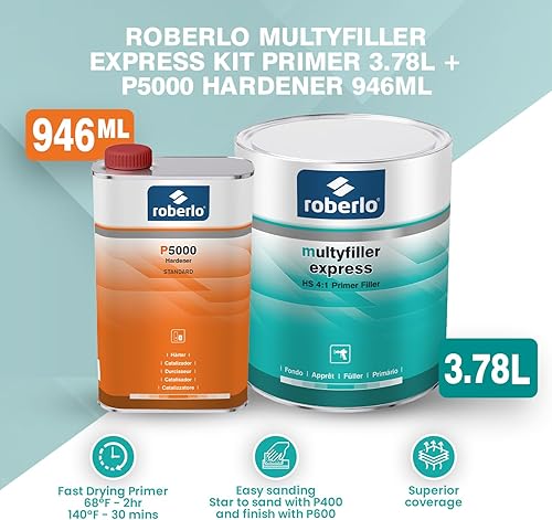 Miniatura 2 de Multyfiller Express - Relleno de imprimación acrílica gris claro para reparación de automóviles, secado rápido, se adhiere al relleno