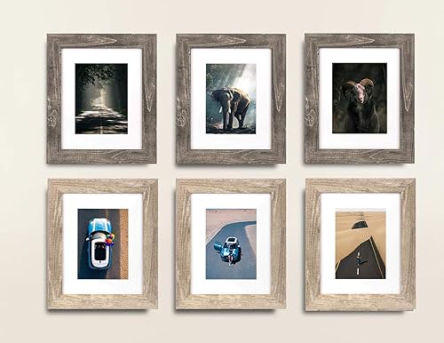 Miniatura 7 de Scholartree - Marco de fotos de 8 x 10 pulgadas con alfombrilla y vidrio, terminado rústico de madera, para montaje en pared