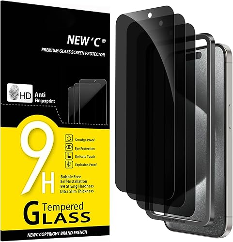 Miniatura 225 de NEW'C - Paquete de 3 protectores de pantalla para iPhone 14, iPhone 13, iPhone 13 Pro (6.1 pulgadas), protección mejorada de vidrio templado