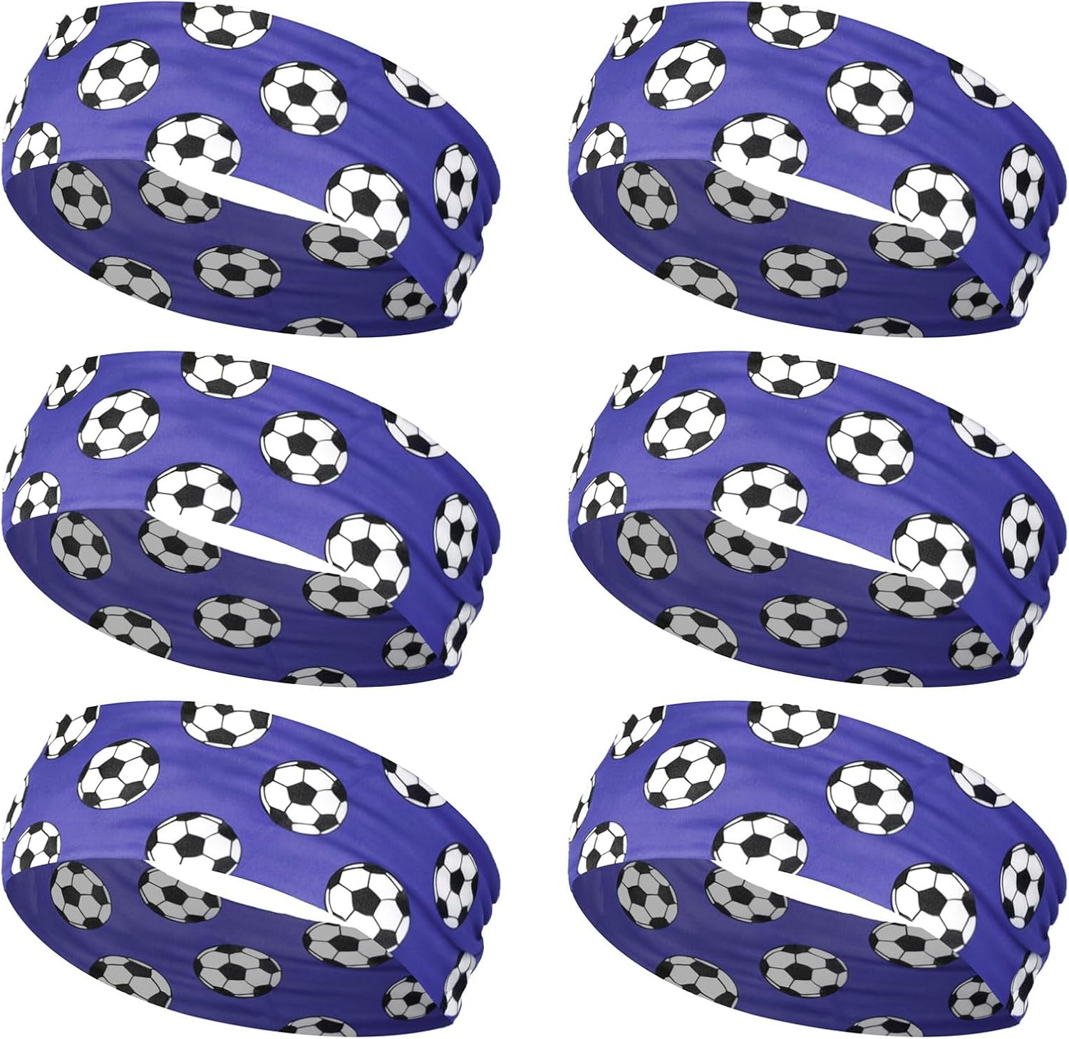 6pcs Football Themed Elastic Headbands Comfortable and Soft Stretchy Headdress Decoration for Elastic Headwears