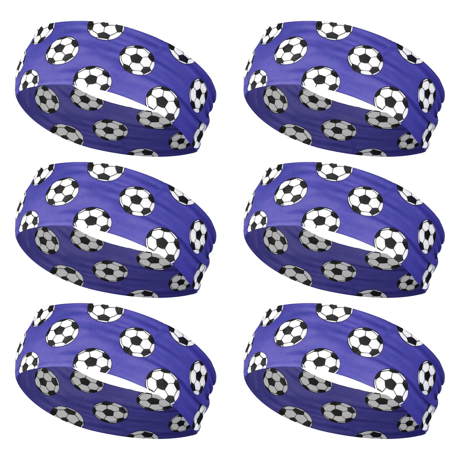ordinarYone Pack Of 6pcs Stretchy Football Headbands Headwear For Sports And Parties Comfortable Elastic Hair Accessories