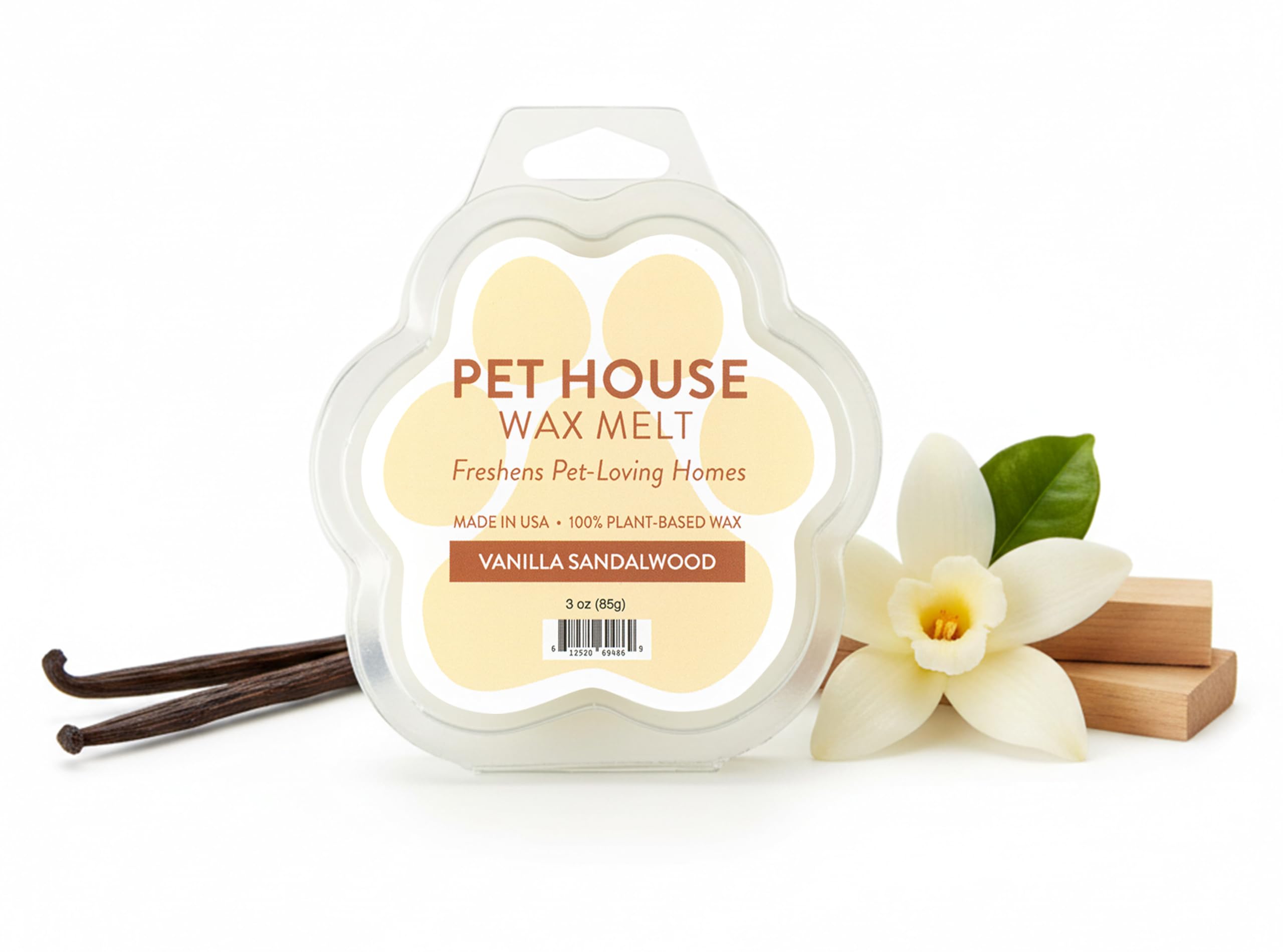 One Fur All Pet House Wax Melts - Vanilla Sandalwood Pack of 2 - Odor Eliminating, Long-Lasting Scented Wax Melts - Pet-Friendly, Natural