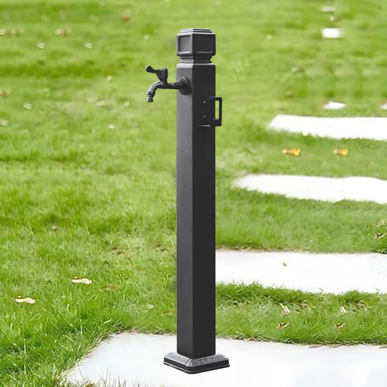 Außenwasserhahn, Vertikale quadratische Gartenwassersäule mit Frostschutzmittel for den Außenbereich, freistehender Schlauchständer Verriegelungshahn(Height: 95cm/37.4in)