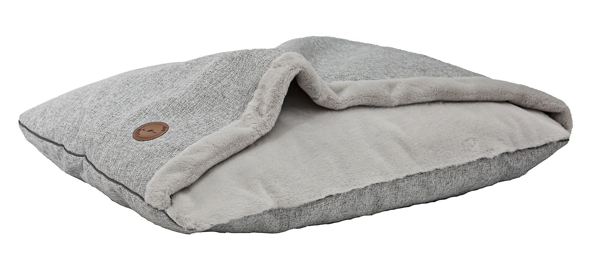 Hundebett für Mittelgroße und Kleine Hunde, Flauschiges Katzenbett Haustierbett Mit Kapuze, Rutschfestes Waschbares Lauren Design NEL (Grau Natura, M 80 x 60 cm)