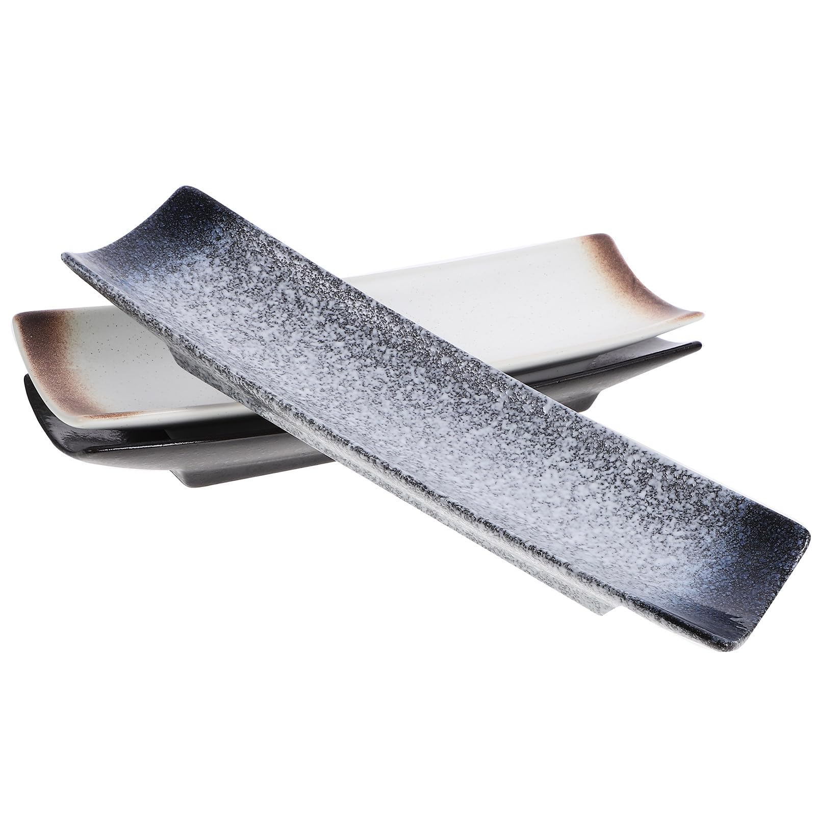 CRAFTHROU Plateau à Sushis Design Attrayant Rectangulaire en Céramique 3 Pièces Japonerie pour Service et Rangement Plusieurs Styles Lors de Dîners en ou Hôtels Plusieurs Styles