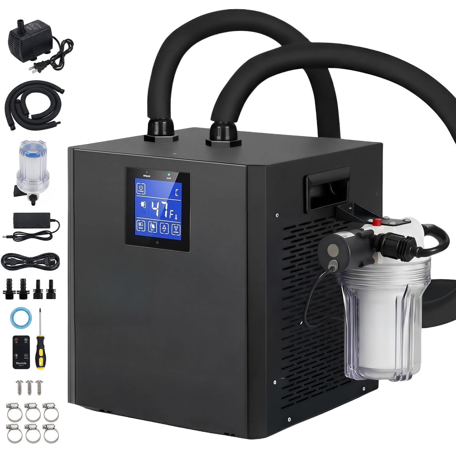 Refrigeratore d'acqua per vasche da bagno di ghiaccio,300L ice bath chiller Refrigeratore d'Acqua a Bagno di Ghiaccio da 1/3 di Cavallo, 39-122°F telecomando per il relax domestico e la fisioterapia