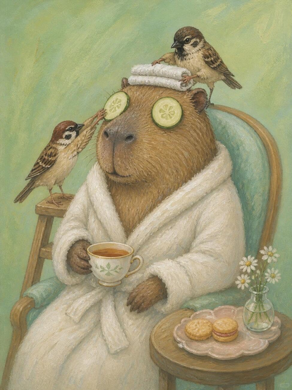 Henypt Cross Stitch Kits Sparrows and Otters Animal DIY Needlepoint Set for Beginners The Elderly with Accessories Home & Leisure/Gifts 14CT 50x70cm