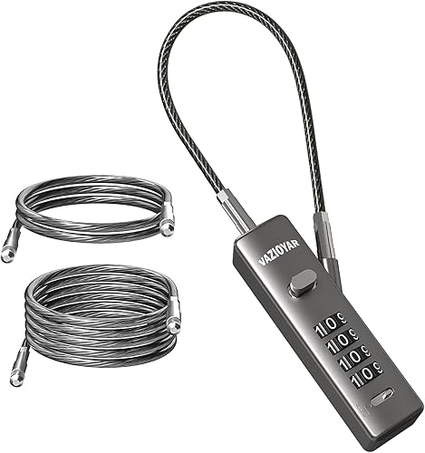 Cerraduras de cable con combinación, cerradura de bicicleta, cerradura de maletas, viene con 3 longitudes diferentes de cables, bloqueo de