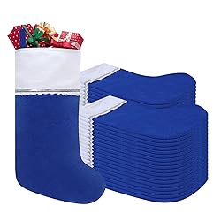 Subyan 36 Pack Felt Christmas Stockings, 19 Inches Blue and White Christmas Stocking Hanging Ornaments with Silver Trim for Family Christmas Holiday Decorations DIY Craft Large Xmas Stocking