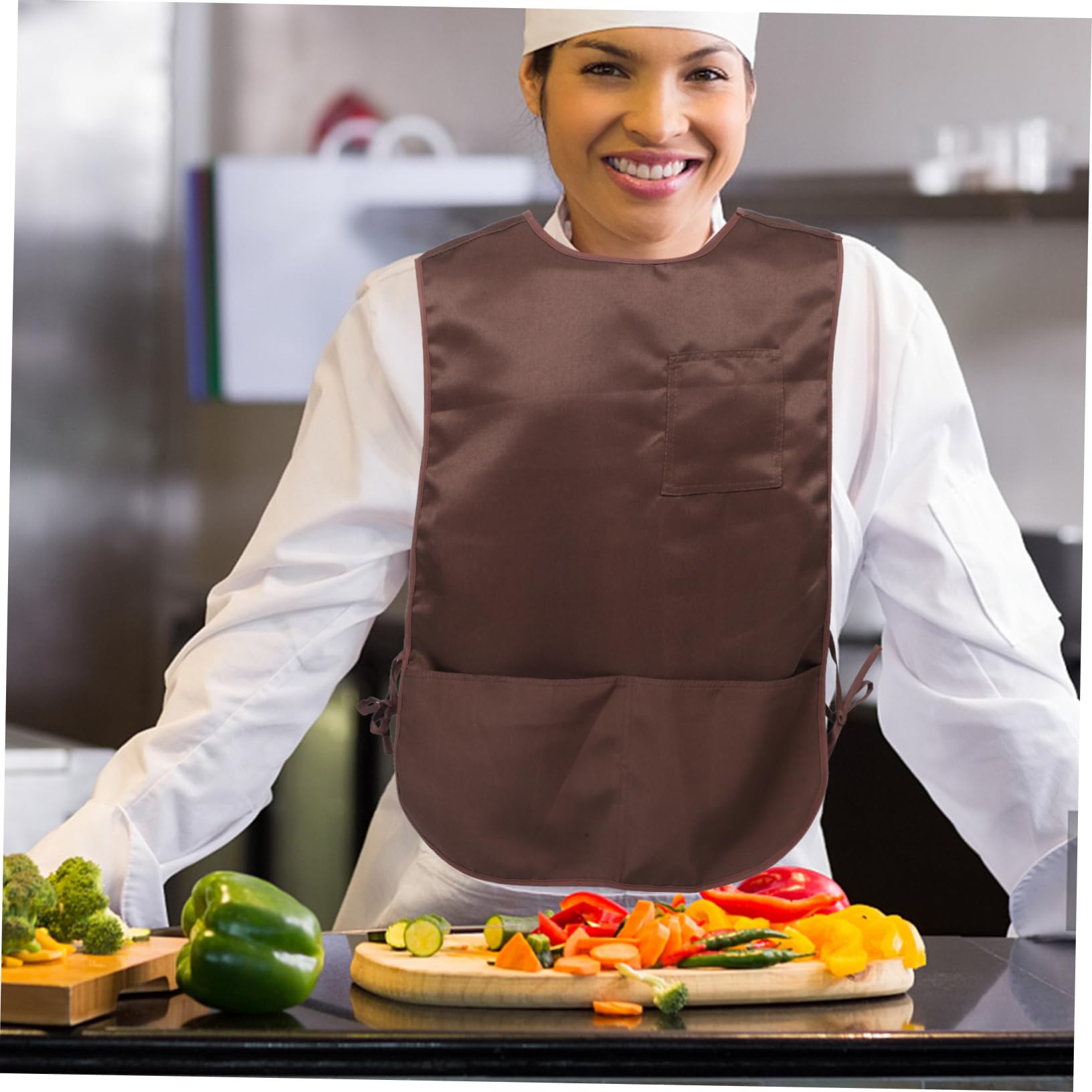 IMIKEYA Delantal de Cocina y Resistente al Aceite con Lazo Lateral y Bolsillos para Cocinar y Trabajar el Hogar o Restaurante para Hombres y Mujeres