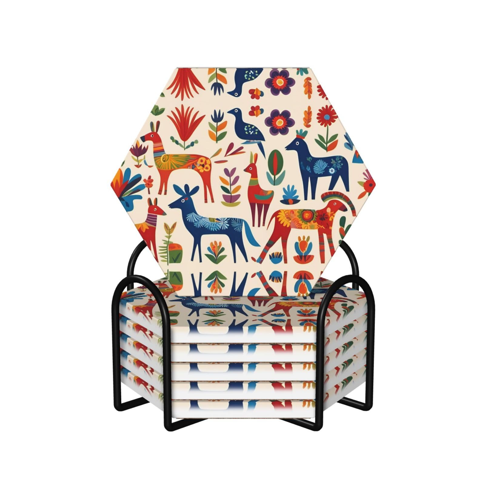 Dessous de verre hexagonaux motifs Otomi une idée cadeau idéale