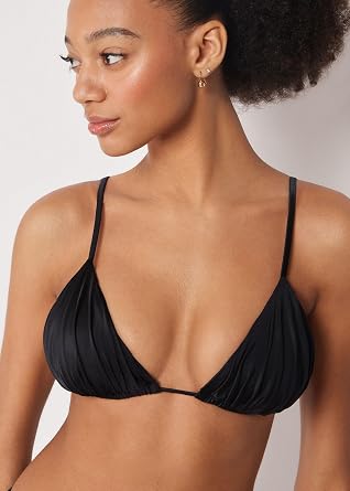 CALZEDONIA Woman's Triangle Swimsuit Top Shiny Satin