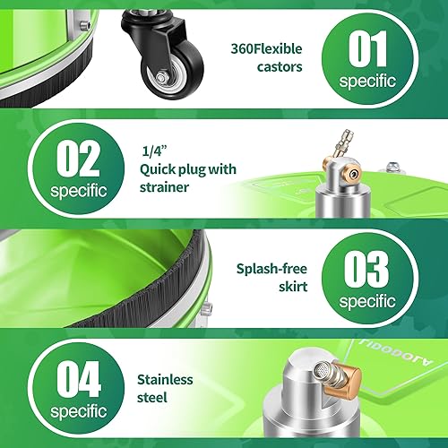 Miniatura 65 de PWS14G - Limpiador de superficies de hidrolavadora de 14 pulgadas con 4 ruedas, limpiador de superficies de acero inoxidable verde recubierto