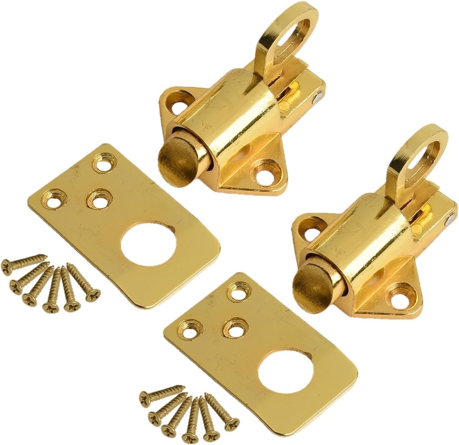 2 Pack Zinc Alloy Fanlight Catch 45mm, Polished for Window Hook Sash Loft Attic Hatch Security, Includes Screws, Silver(gold)