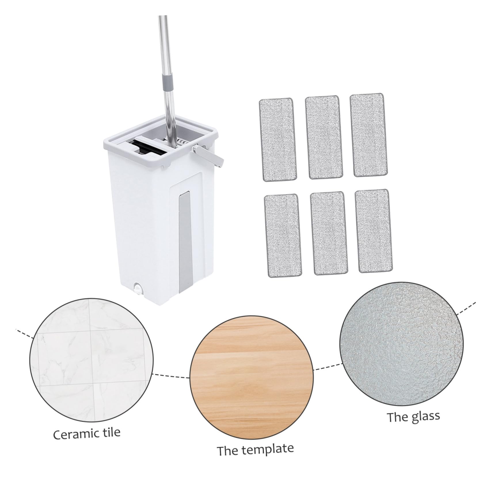 Didiseaon Juego de Trapeador y Balde con Escurridor de Microfibra para Limpieza de Pisos, Mango Integrado Cómodo y 6 Paños de Repuesto para Hogar