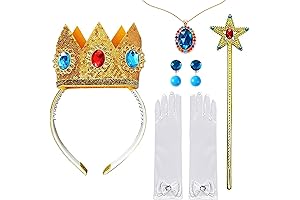 Princess Peach Dress Up Costume Set Princess Cosplay Birthday Party Supplies Crown Royal Peach