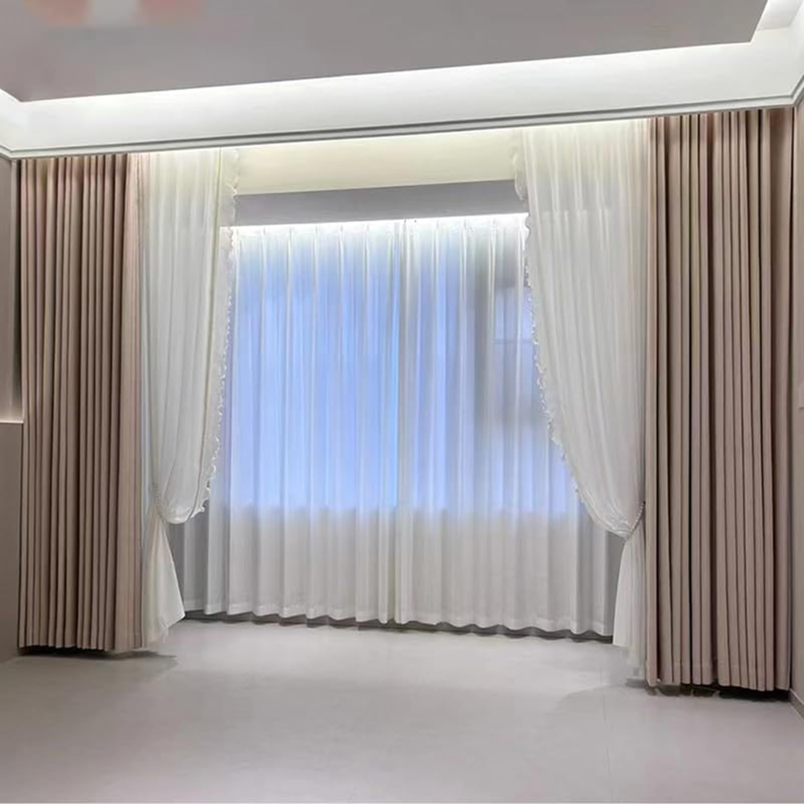Générique Système de Tringle à Rideaux, Tringle de Plafond Robuste en Aluminium, Barre Droite de 2,6 m pour fenêtres et séparations de pièces, Fixation Invisible, Rail en