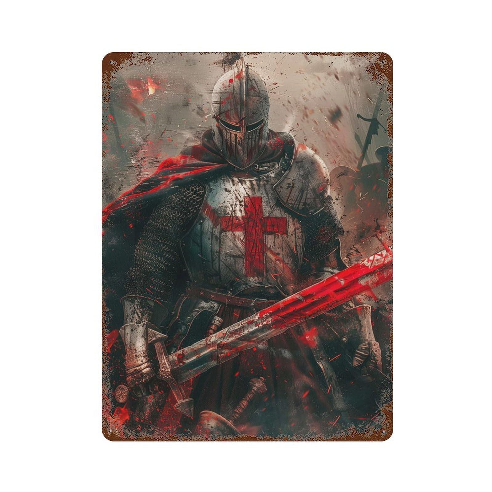 Crusade Conquest Retro Metal Sign 15.7"x11.8", Shabby Chic Decor for Bistro, Counter And Cafe Decor