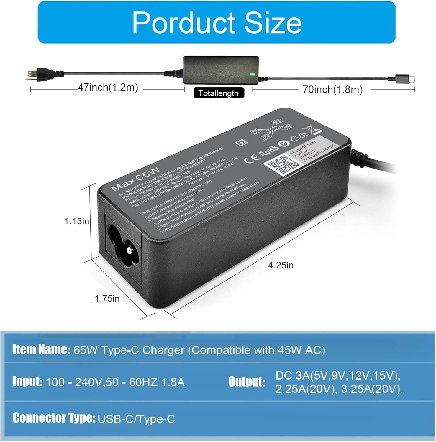 Cargador Lenovo 65w Usb-c T470 T480 T570 T580 Yoga 910-13ik | Cuotas Sin Interés - Foto 8