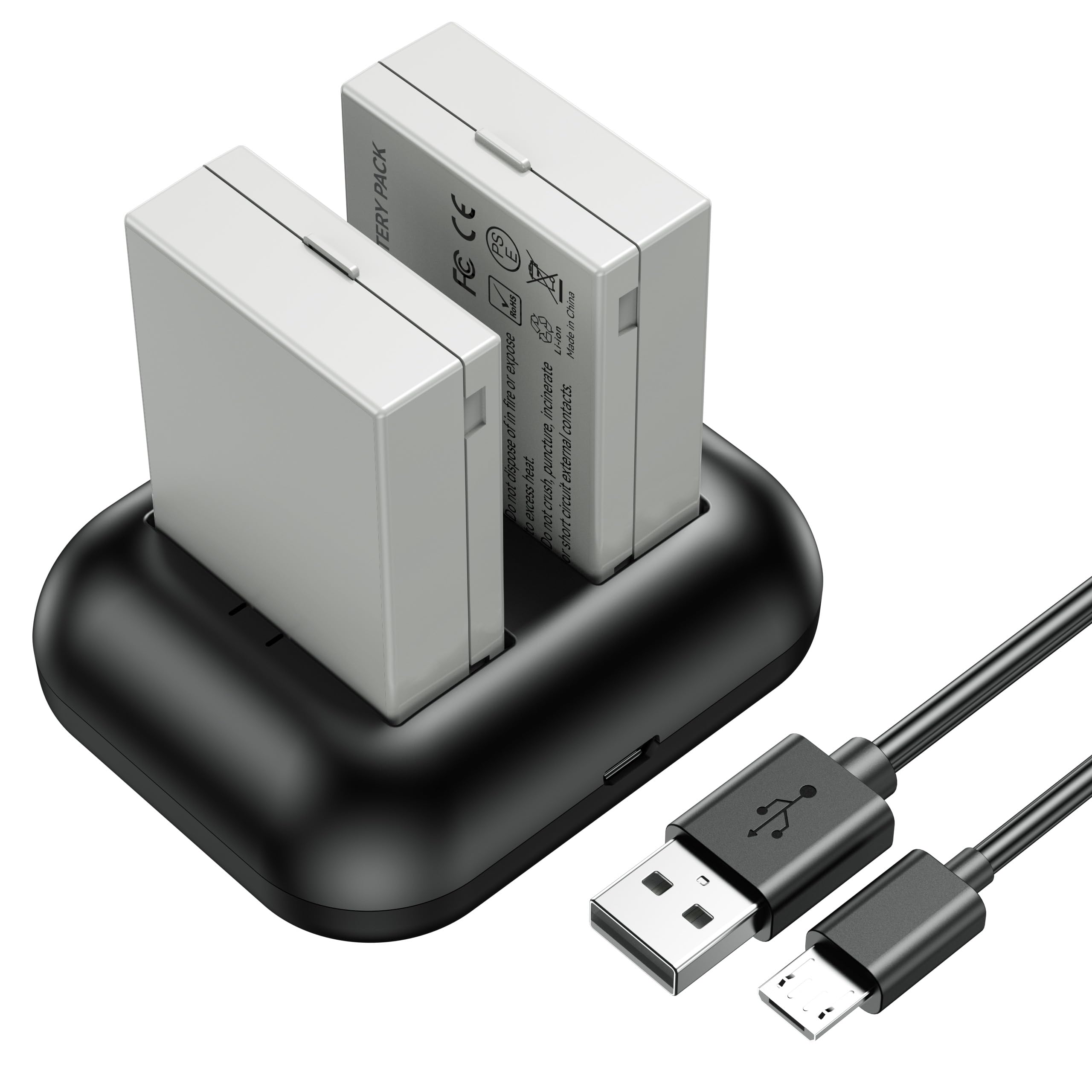 LP-E8 Battery 1800mAh and Dual Rapid Charger for Canon EOS 550D, 600D, 650D, 700D, Rebel T2i, T3i, T4i, T5,Kiss X4, X5, X6, X6i, X7i, LC-E8E Digital SLR Camera.