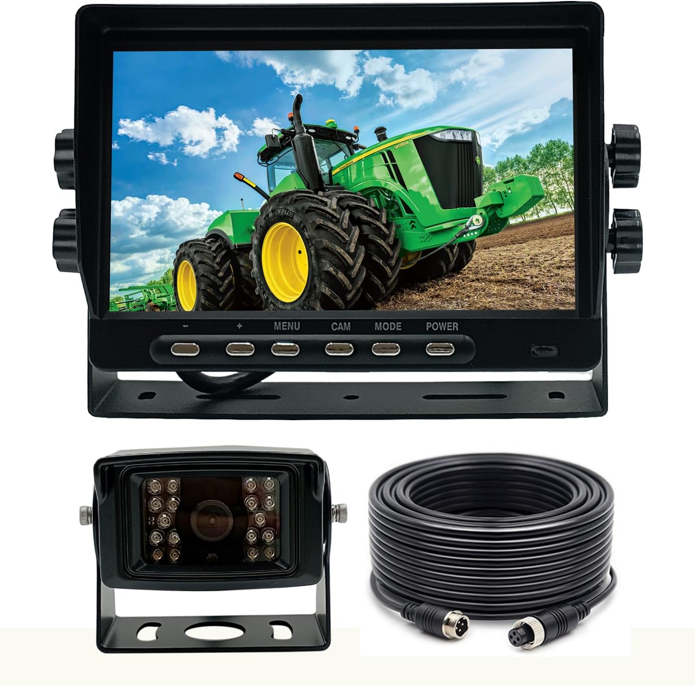7" AHD 1080P Wired Reverse Rear View Backup Camera System,Guide line,IP69K Waterproof Camera, Night Vision, Vibration-Proof 10G for Tractor/Truck/Cargo Van/Excavator/Skid Steer/Heavy Equipment