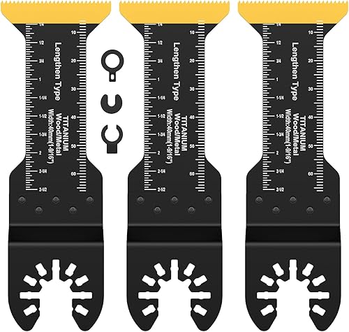 3 hojas de sierra oscilante de titanio, cuchillas multiherramienta oscilantes de titanio extra largas para cortar material duro, clavos de metal de