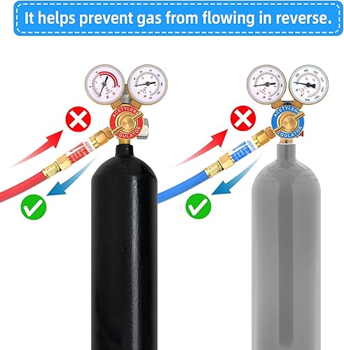 Miniatura 6 de AGPTEK Los pararrayos del flashback del acetileno del oxígeno fijaron tamaño B del extremo 9/16-18 del regulador