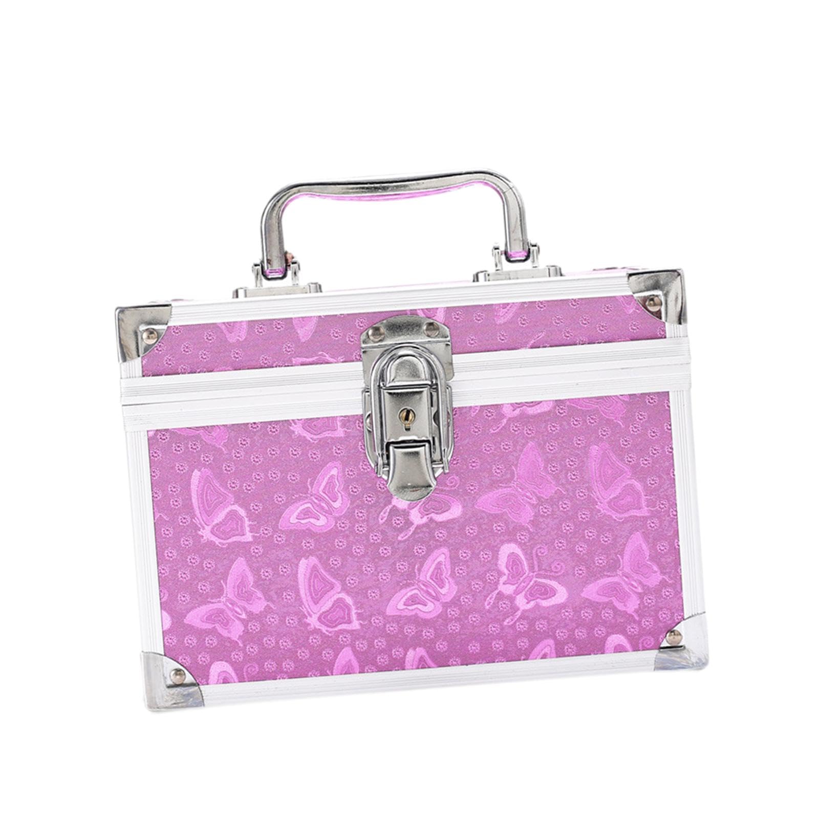 Estuche de Maquillaje, Neceser de Maquillaje, Caja de Almacenamiento Portátil, Kits de Pedicura, Organizador de Joyas, Asa de Aleación de Aluminio, In, Rosa