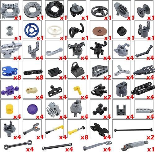 Miniatura 2 de 192pcs Technic Parts - Conector de pasador de eje, ruedas, cadena de eslabones, dirección, suspensión, motor, actuador lineal, amortiguador, piezas