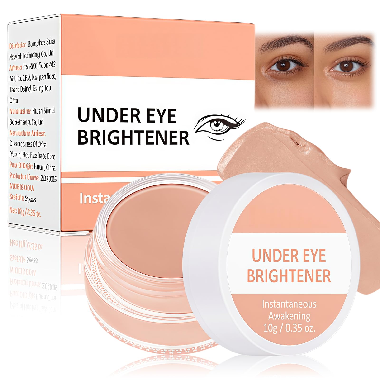 Full Coverage Under Eye Brightener and Concealer, Long Lasting, Correcting Cream for Dark Circles and Spots