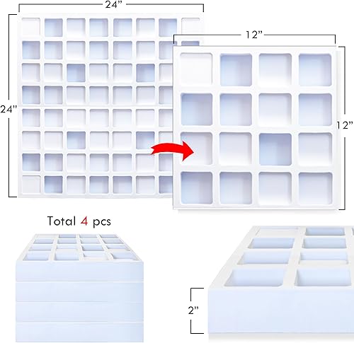 Miniatura 9 de Foroomaco 4 difusores acústicos de EVA de 12 x 12 x 2 pulgadas (total 24 x 24 x 2 pulgadas), paneles acústicos Qrd estilo gofre, difusores de sonido