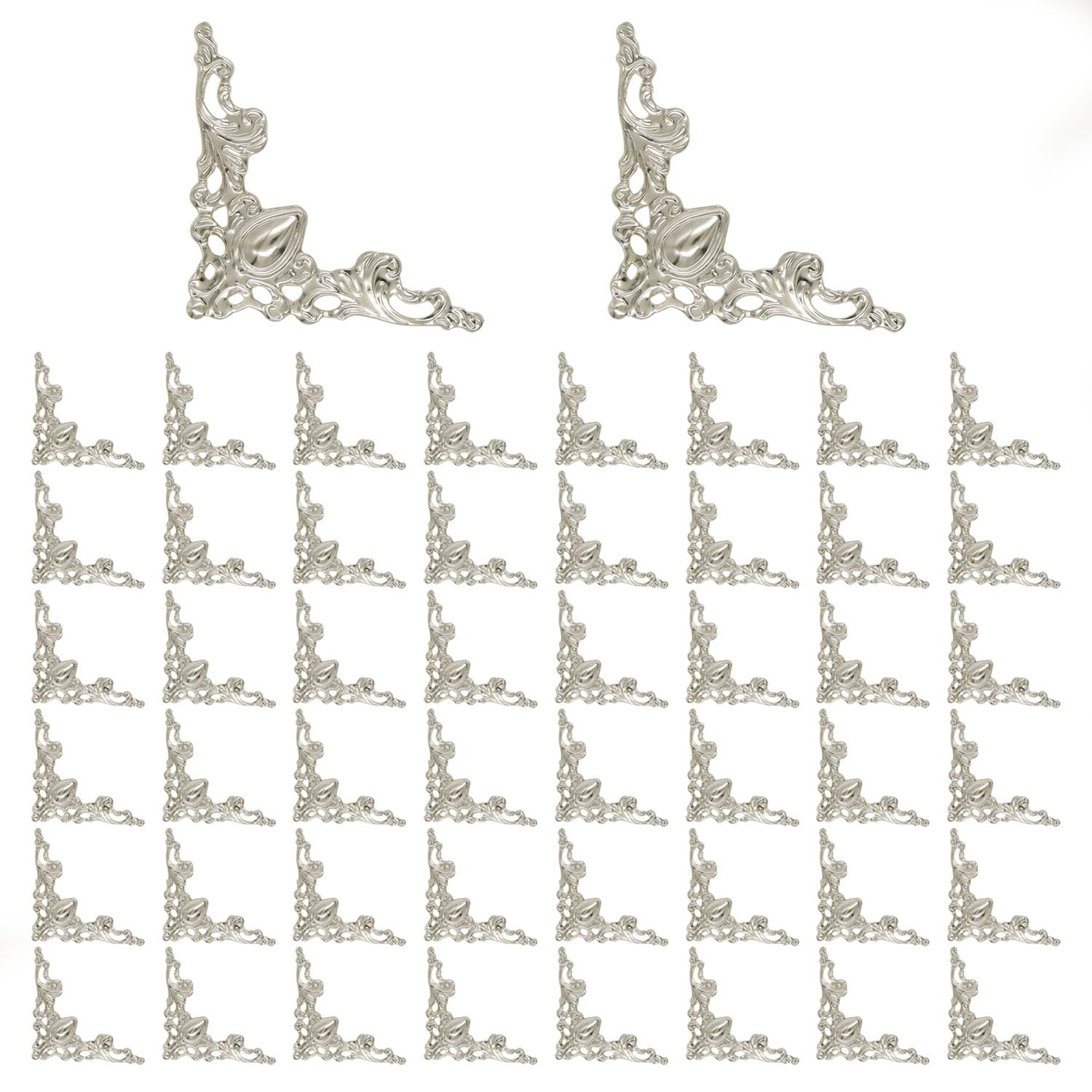 50 Pcs Corner Protector Guard Edge Cover, Book Scrapbooking Corner Protector Corner Decorative Protector Cover for Desk Case Box (Silver)
