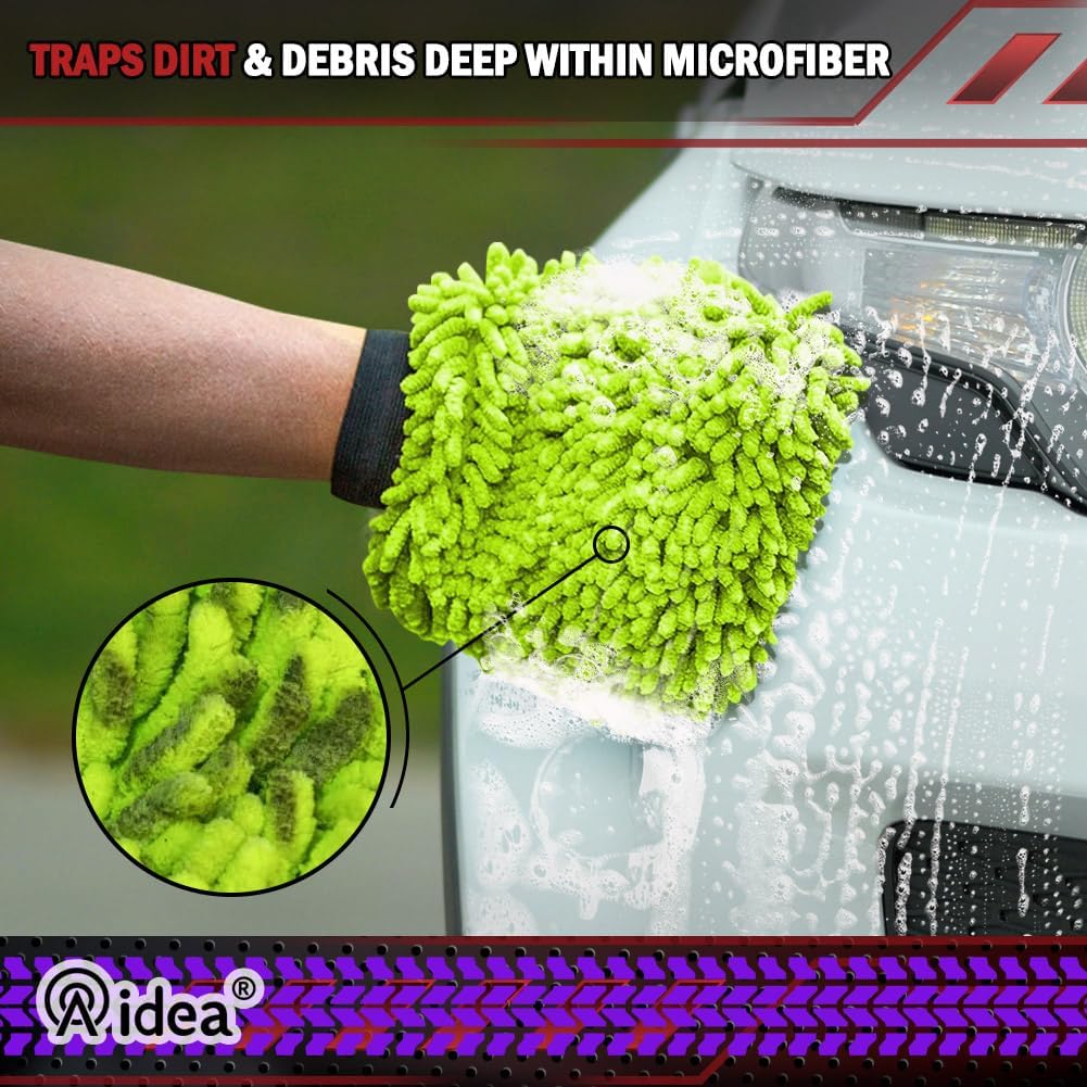 Premium Microfiber Car Wash Mitts - Scratch-Free, Lint-Free, 2-Pack