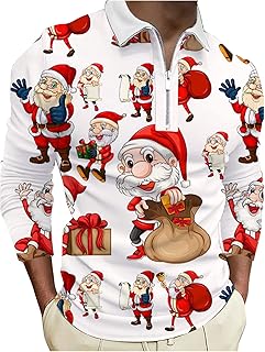 Camiseta de compresión para hombre, color azul, para Navidad, 3D, impresión navideña, vacaciones, media cremallera, camisa de manga larga, camiseta S