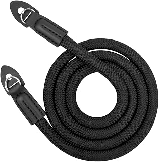 ZYFC Camera Strap, Vintage Nylon Camera Neck Strap, Black Climbing Rope Camera Neck Shoulder Strap Wrist Strap for Micro Single and DSLR Camera Universal Shoulder Strap, 9mmx100cm