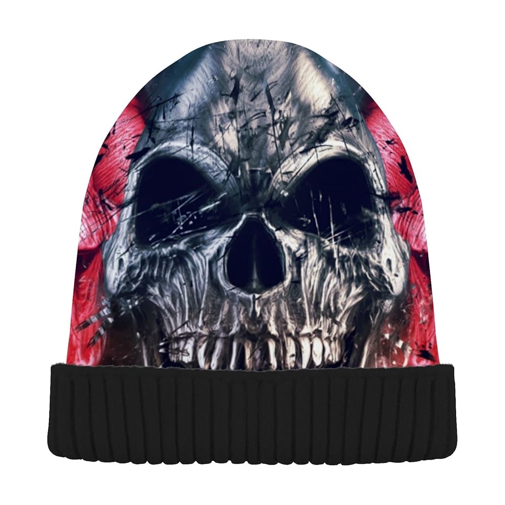 ALAZA 3D Screaming Metal Demon Skull Beanie for Women Men