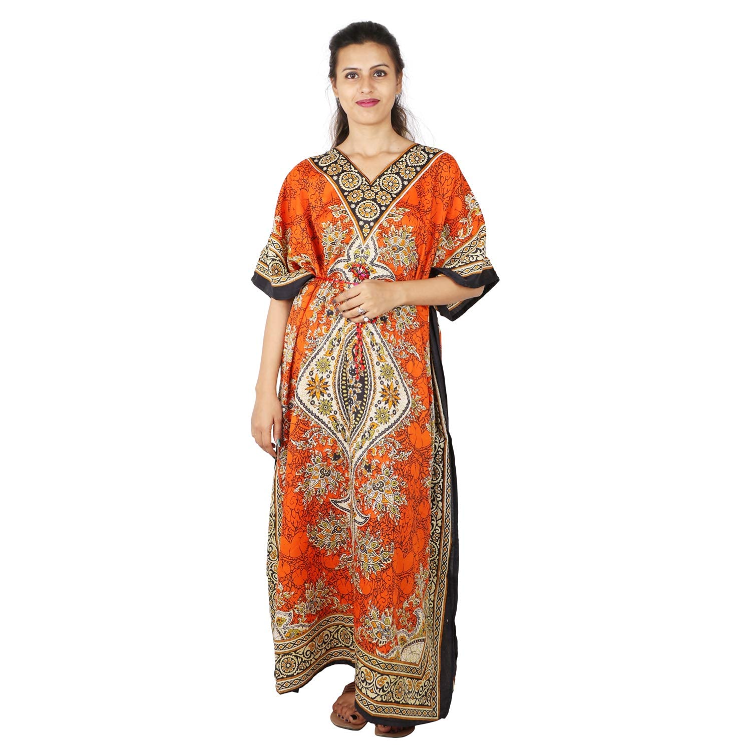 Royal KurtaWomens Floral Print Long Kaftan Tunic Dress Maxi Kaftan Plus Size Cover up Dresses